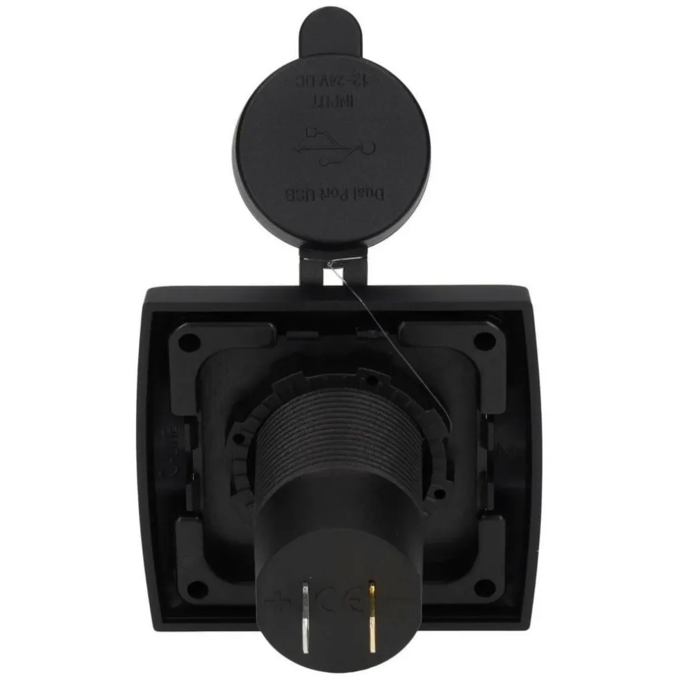 Haba C-line Power Line 2x USB-C PD 36W lader wandcontactdoos met klep black