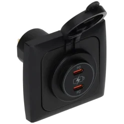 Haba C-line Power Line 2x USB-C PD 36W lader wandcontactdoos met klep black