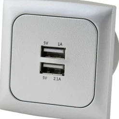 Haba C-line 12V USB contactdoos zilver