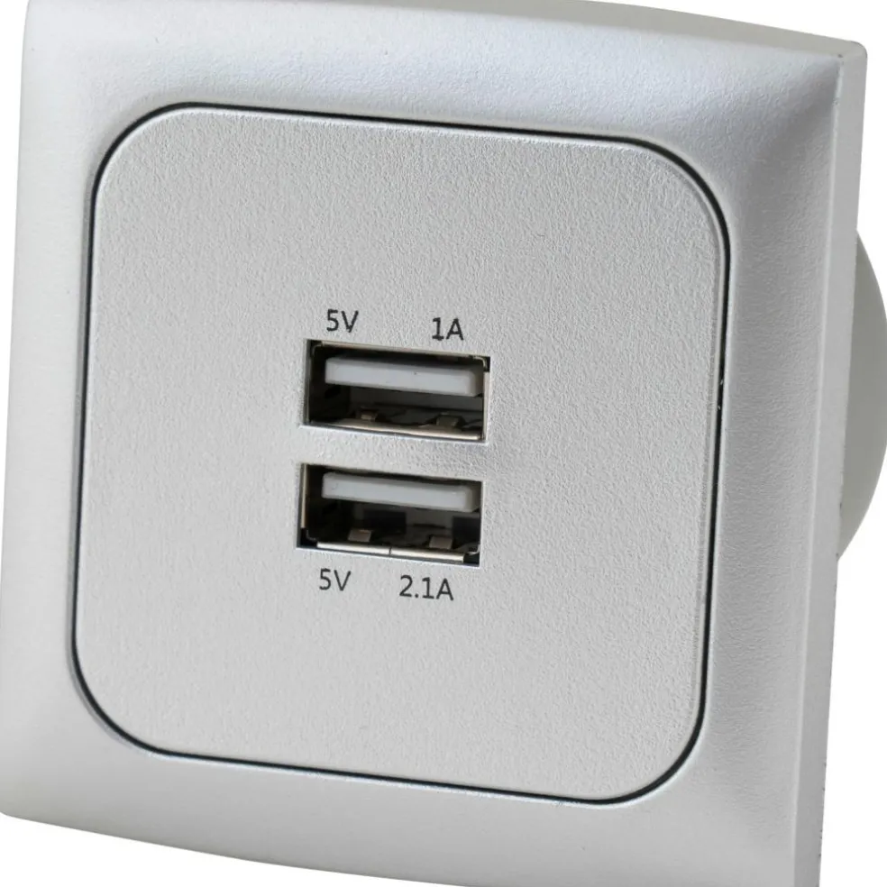 Haba C-line 12V USB contactdoos zilver