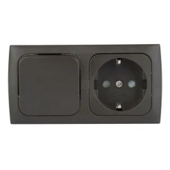 Haba C-line wandcontactdoos met schakelaar bruin