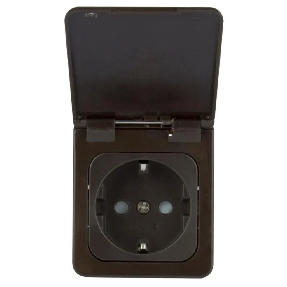 Haba C-line wandcontactdoos met klep bruin