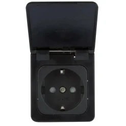 Haba C-line wandcontactdoos met klep zwart