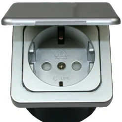 Haba C-line wandcontactdoos met klep zilver