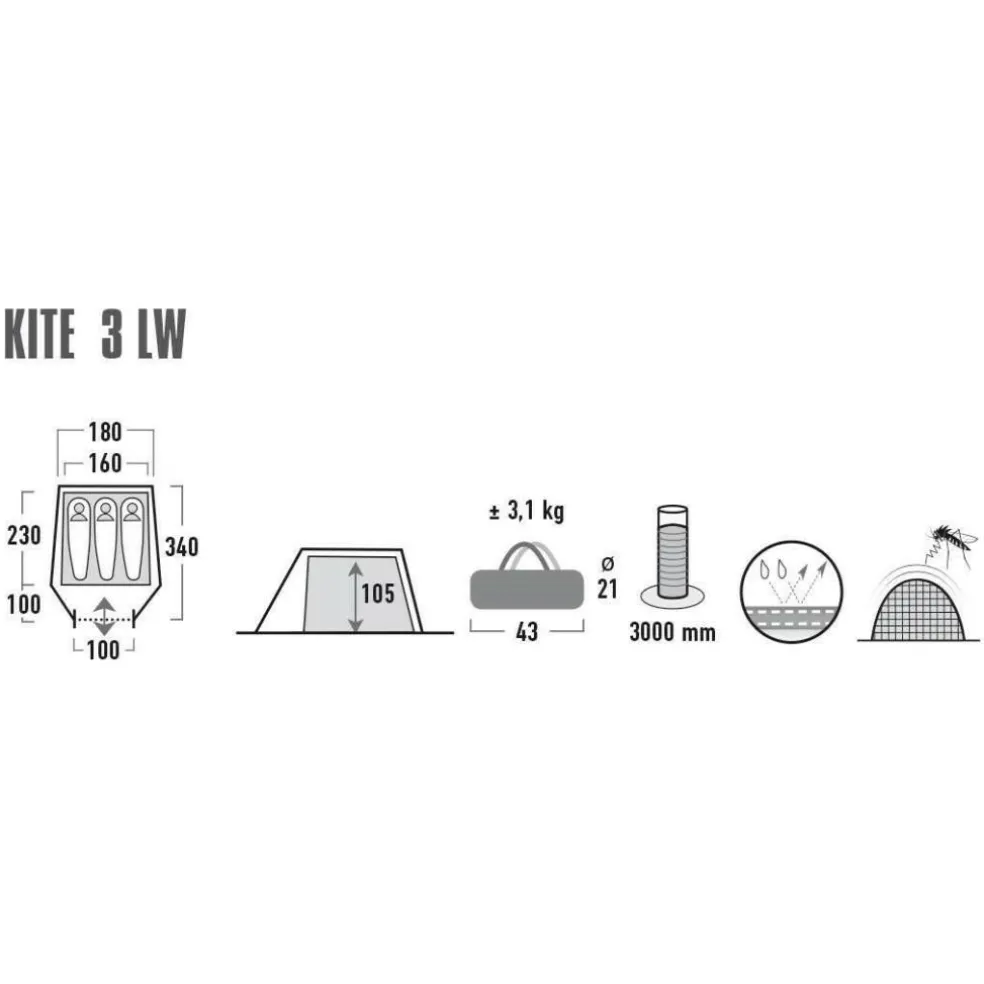 High Peak Kite 3 LW lichtgewicht tunneltent pesto red