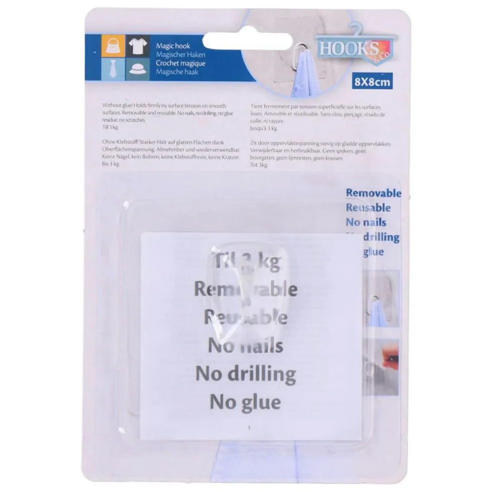 Hooks & Co Magische Haak 8 x 8 cm PVC
