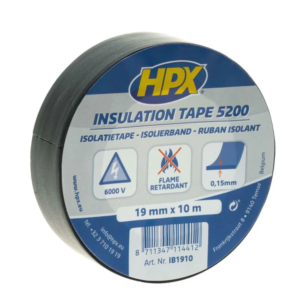 HPX 5200 isolatietape zwart 19 mm x 10 meter