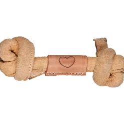 HuggleHounds Huggle-Hide Natural Leather Knotted Bone Large hondenspeelgoed