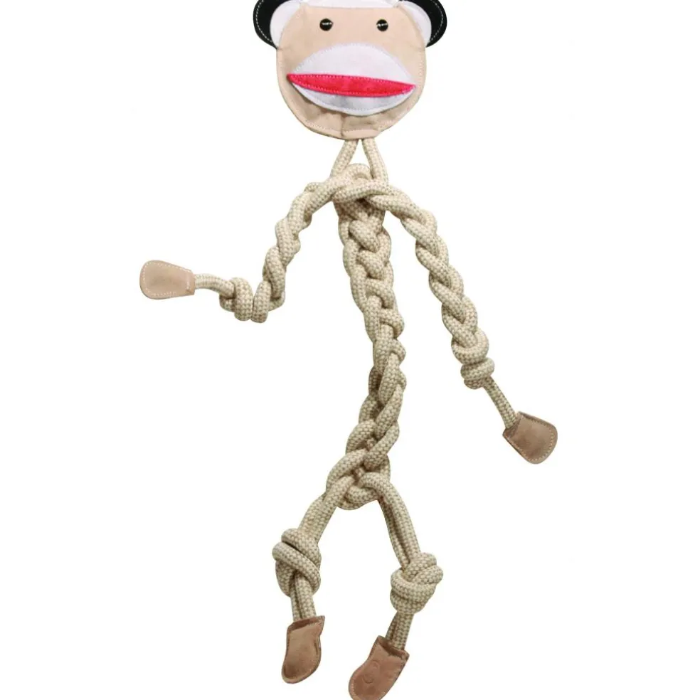 HuggleHounds Stuey Sock Monkey Natural Rope Knottie Extra Large hondenspeelgoed