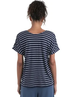 Icebreaker Drayden Reversible Stripe shirt dames midnight navy snow