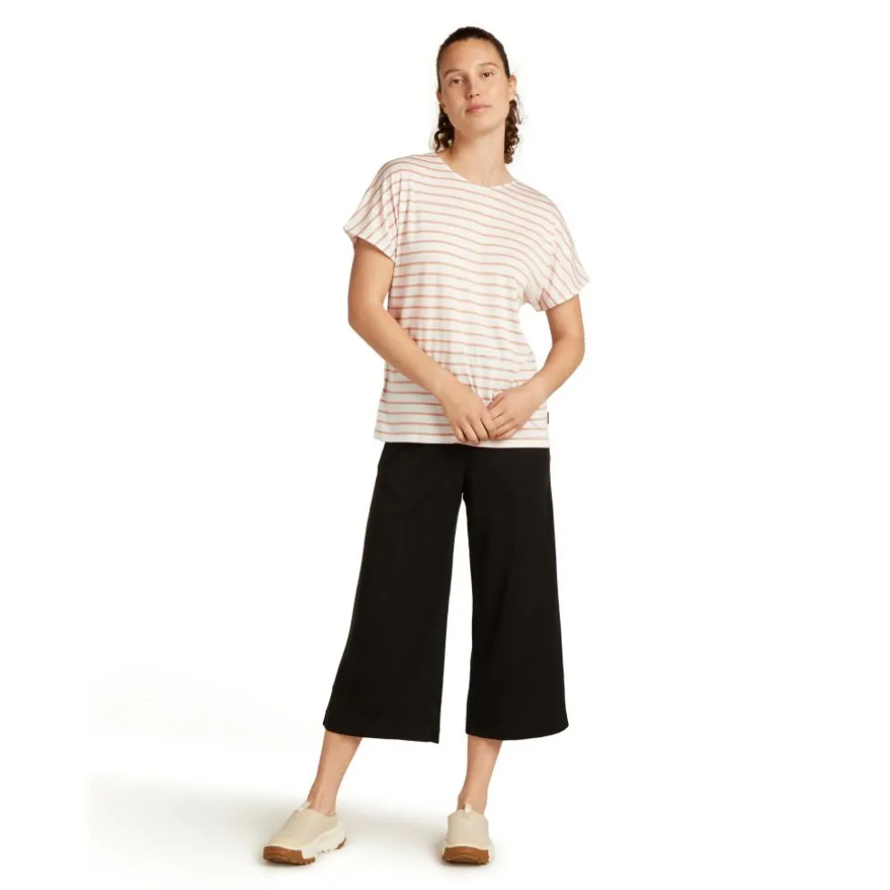 Icebreaker Drayden Reversible Stripe shirt dames ecru heather desert sand