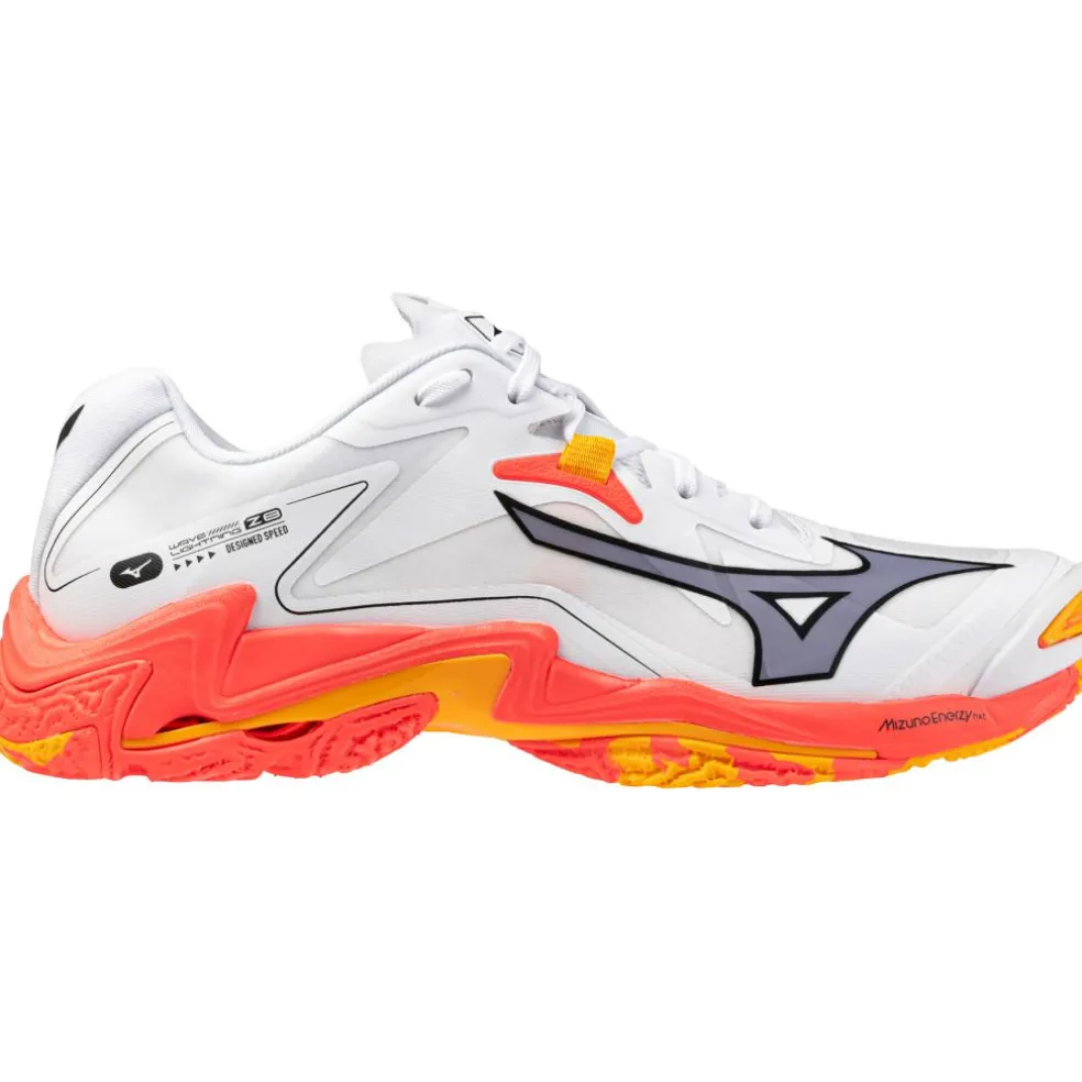Mizuno Wave Lightning Z8 indoorschoenen heren white fiery coral 2 citrus