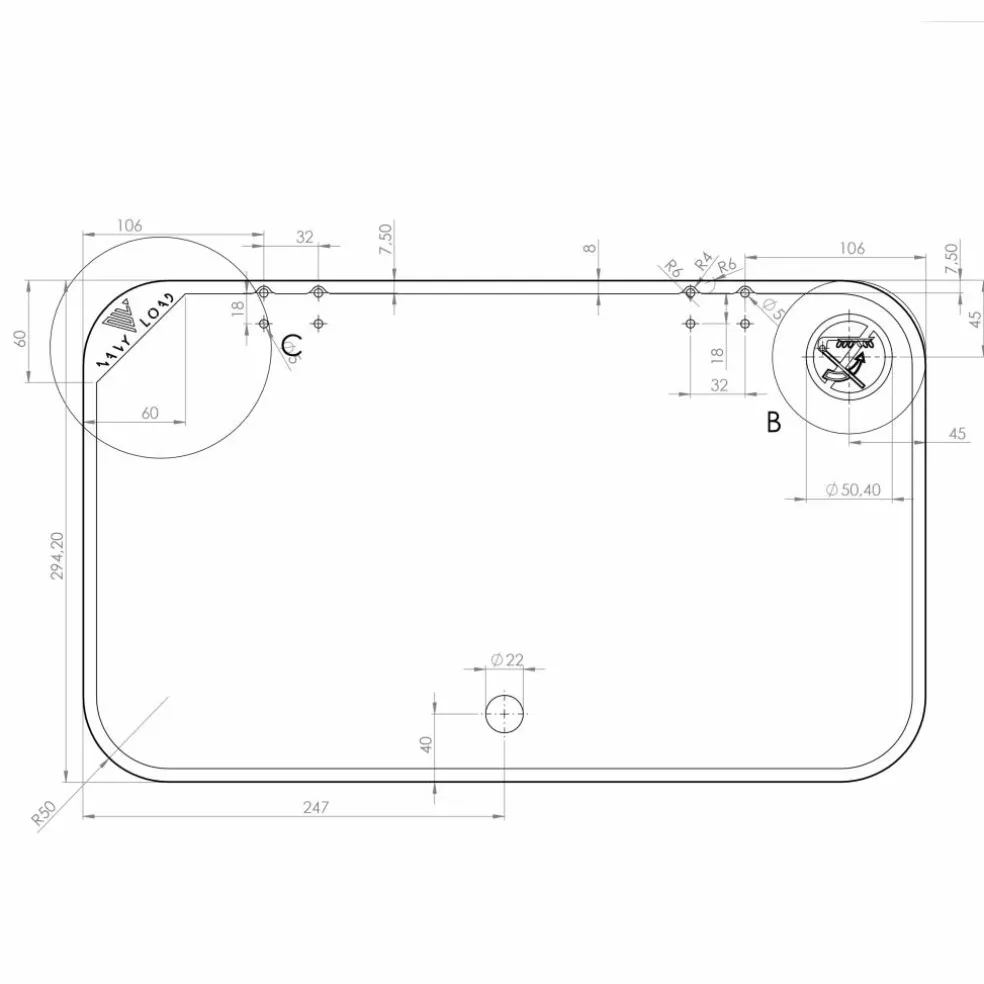 Navy Load Glasplaat voor 1-pits kook-spoelcombinatie