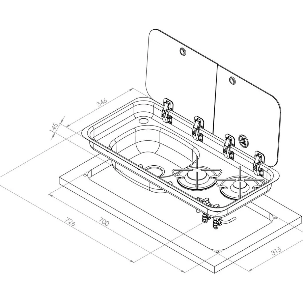 Navy Load 2-pits kook-spoelcombinatie links