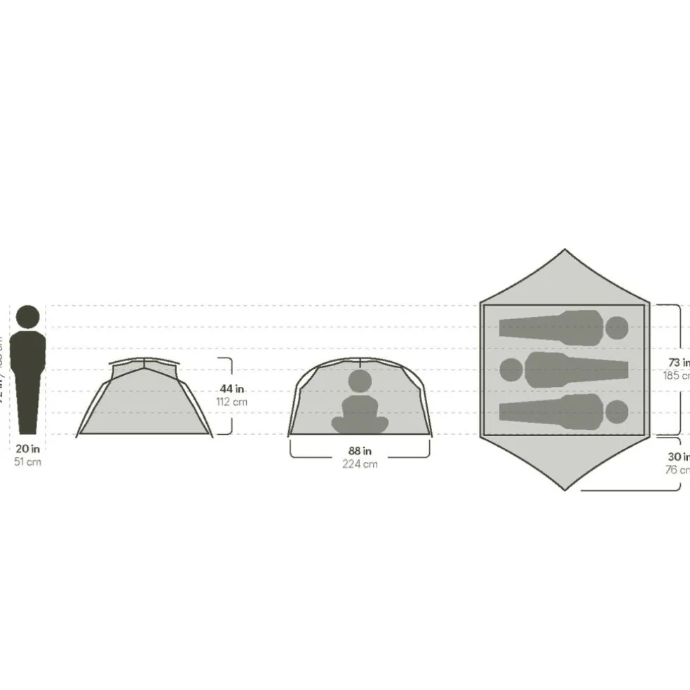 Nemo Aurora Ridge 3P & Footprint lichtgewicht koepeltent grey