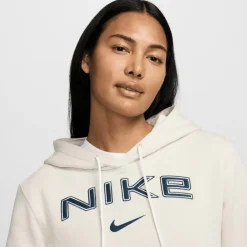 Nike Sportswear Phoenix Fleece Logo hoodie dames light  orewood brown white armor