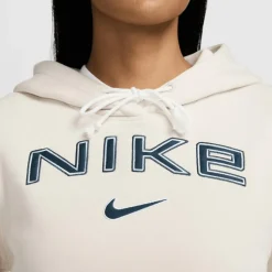Nike Sportswear Phoenix Fleece Logo hoodie dames light  orewood brown white armor