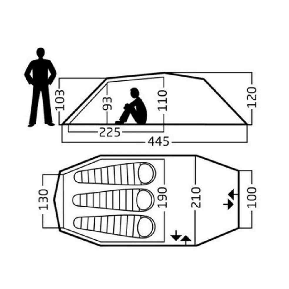 Nordisk Oppland 3 3.0 PU lichtgewicht tunneltent dark olive