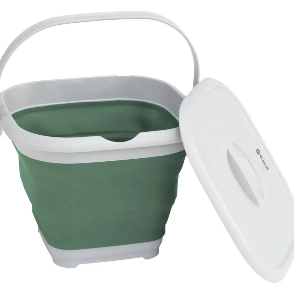 Outwell Collaps opvouwbare emmer vierkant met deksel 9 liter shadow green