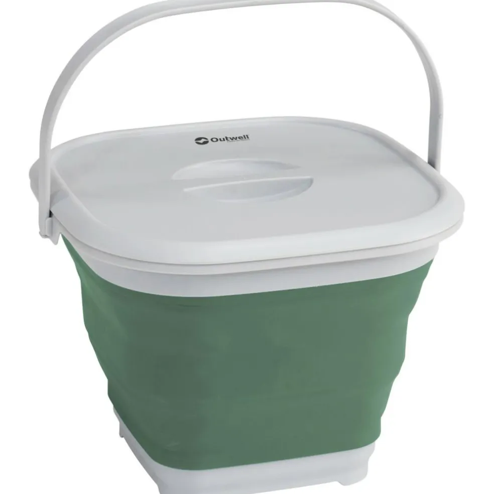 Outwell Collaps opvouwbare emmer vierkant met deksel 9 liter shadow green