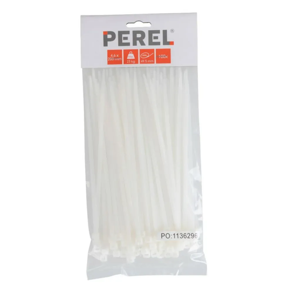 Perel Tie-wrap transparant 200 x 4,6 mm 100 stuks