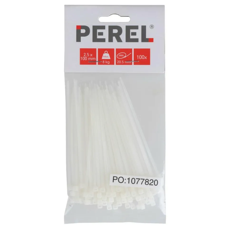 Perel Tie-wrap transparant 100 x 2,5 mm 100 stuks