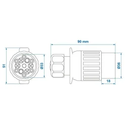 ProPlus 13 polige Multicon West verloopstekker