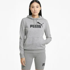 Puma Essentials Logo hoodie dames light grey heather
