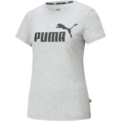 Puma Essentials Logo shirt dames light grey heather