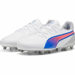 Puma KING MATCH FG AG voetbalschoenen junior PUMA white bluemazing flat light grey
