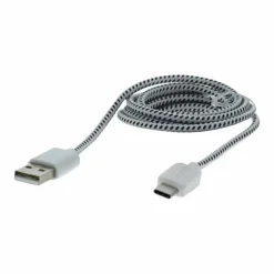 Q-Link USB - USB-C oplaadkabel textiel 1 meter zwart wit