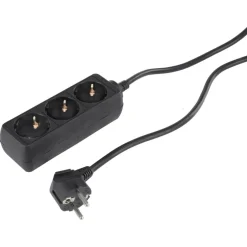 Q-Link 3-voudige stekkerdoos zwart 1,5 meter