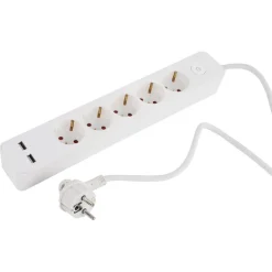 Q-Link 5-voudige stekkerdoos met schakelaar - 2X USB  wit