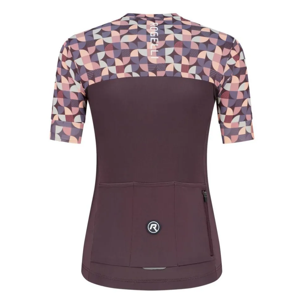 Rogelli Essential Graphic fietsshirt dames bordeaux coral