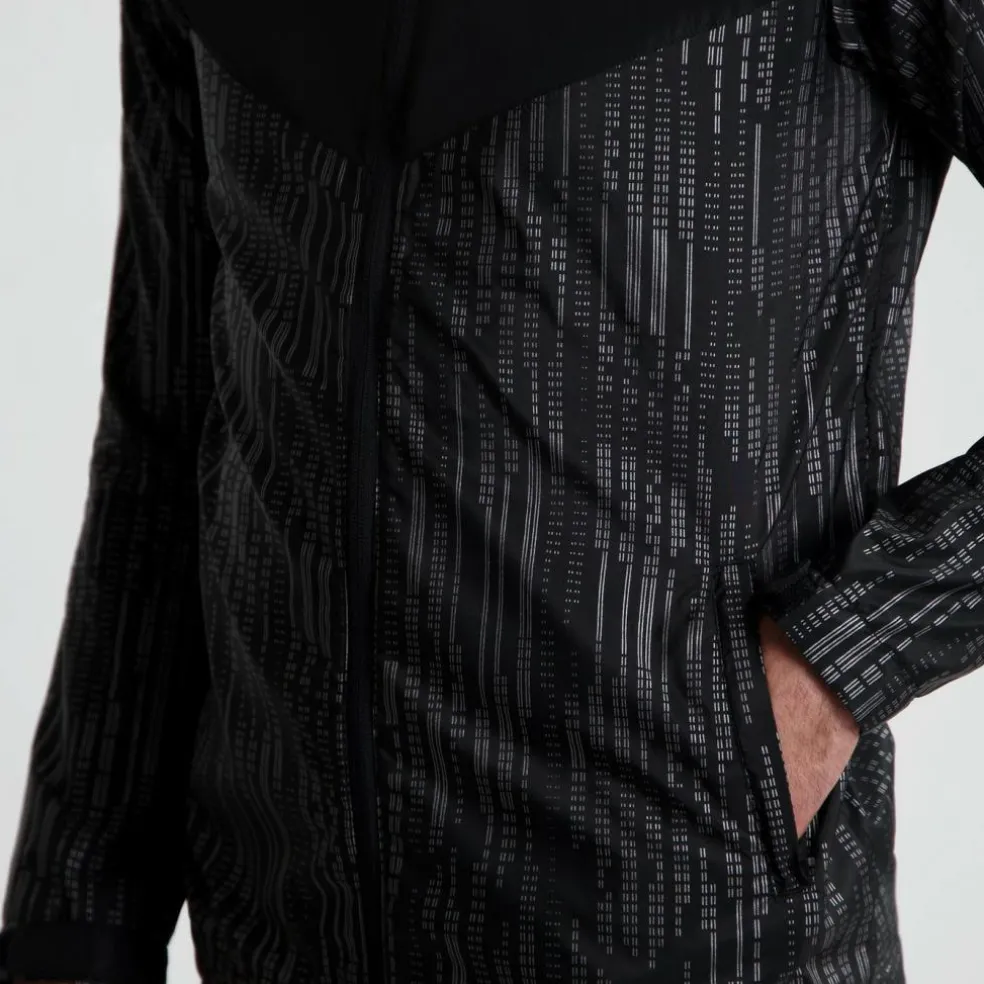 Rogelli Essential Hi Vis hardloopjack heren zwart reflection