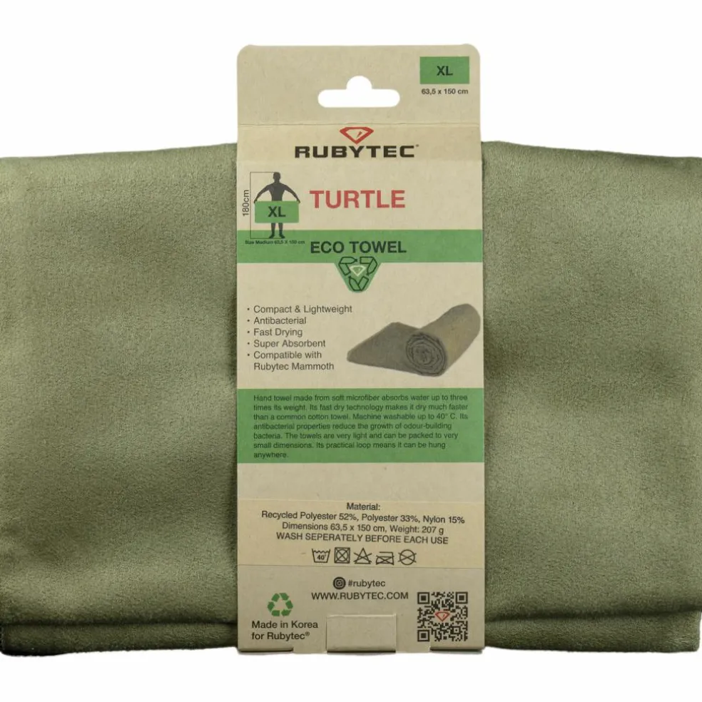 Rubytec Turtle ECO handdoek 150 x 63,5 cm green