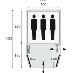 Safarica Blackhawk 220 tunneltent grey
