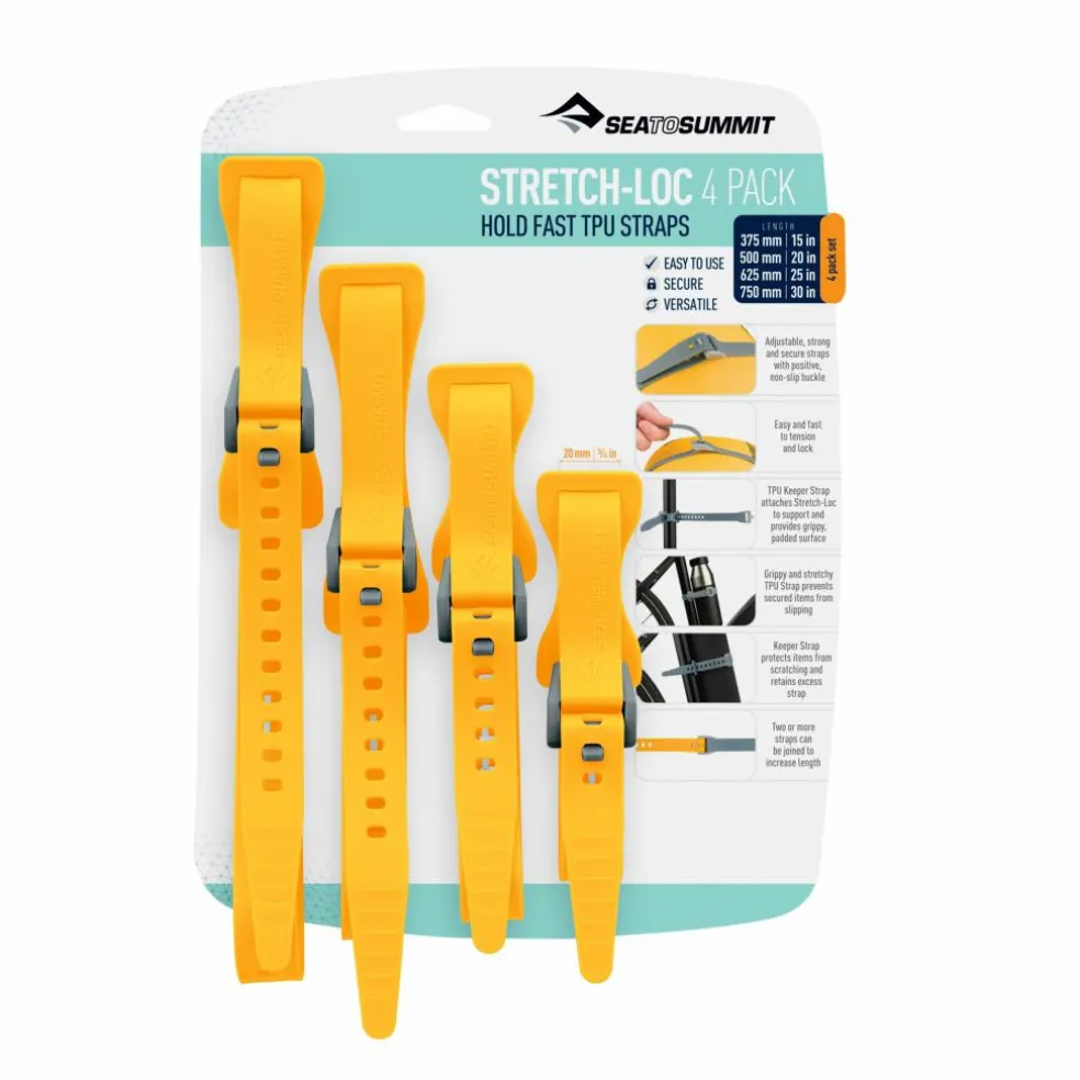 Sea To Summit Stretch-Loc TPU straps yellow per 4 stuks