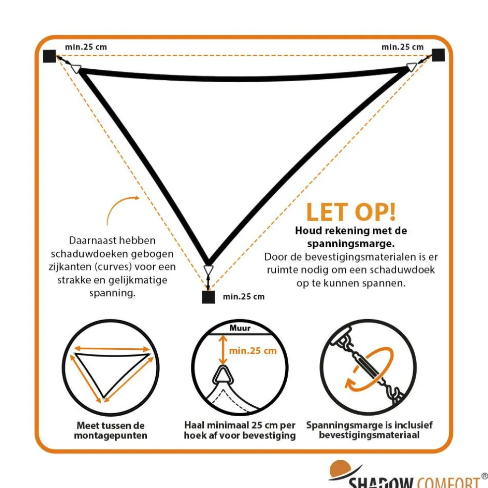 Shadow Comfort Driehoek schaduwdoek 250 x 300 x 350 cm sahara sand