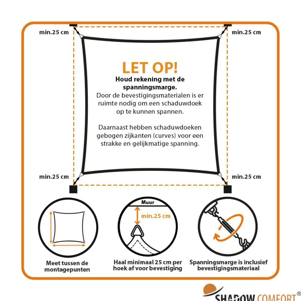 Shadow Comfort Vierkant schaduwdoek 300 x 300 cm arctic white