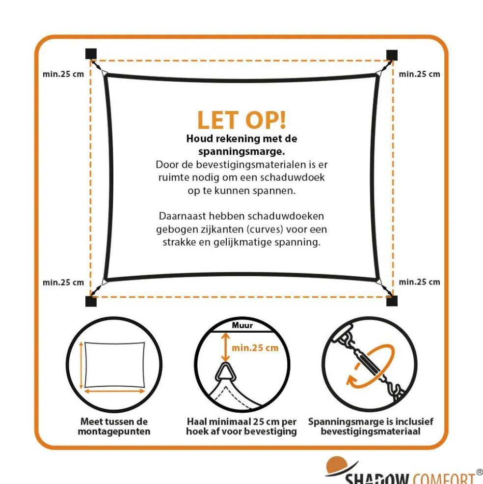 Shadow Comfort Waterdicht rechthoek schaduwdoek 300 x 400 cm grey