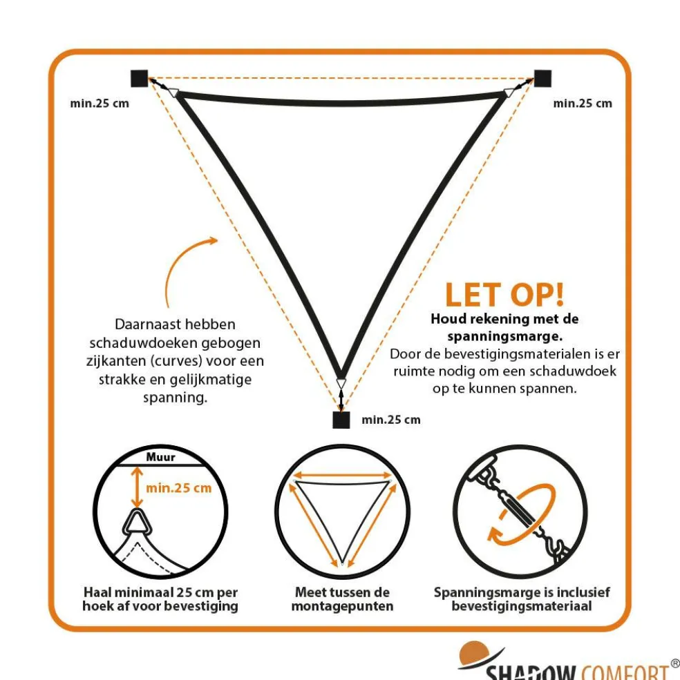 Shadow Comfort Waterdicht driehoek schaduwdoek 400 x 400 x 400 cm grey