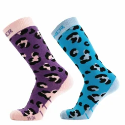 Sinner Animal skisokken junior purple blue 2-pack