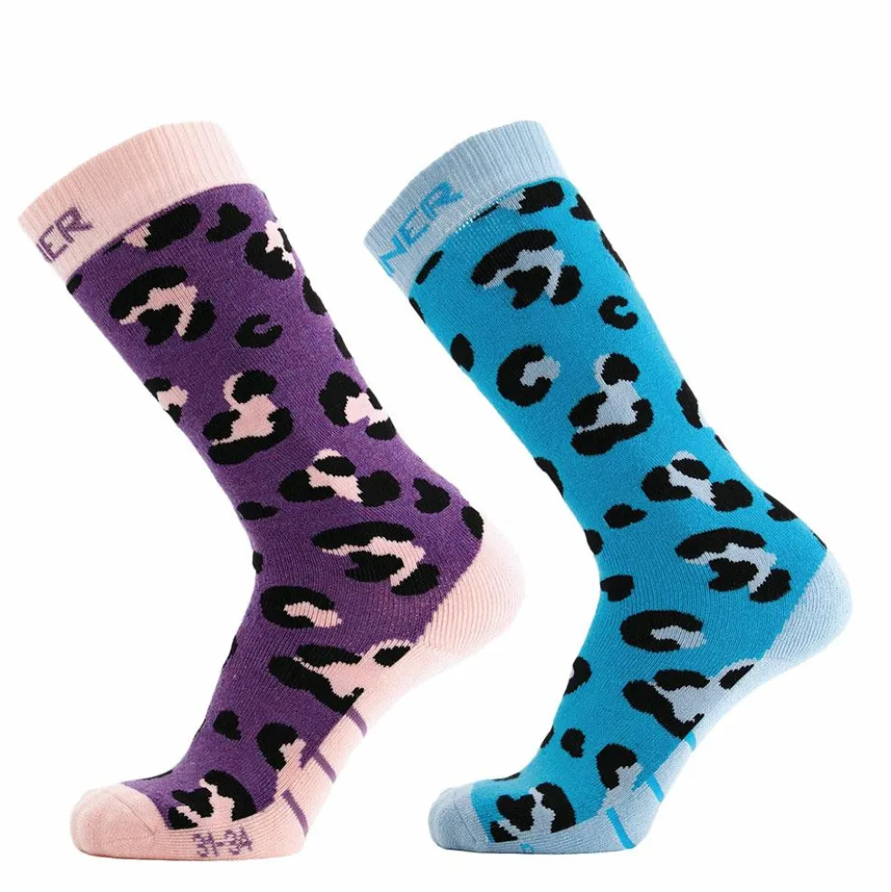 Sinner Animal skisokken junior purple blue 2-pack