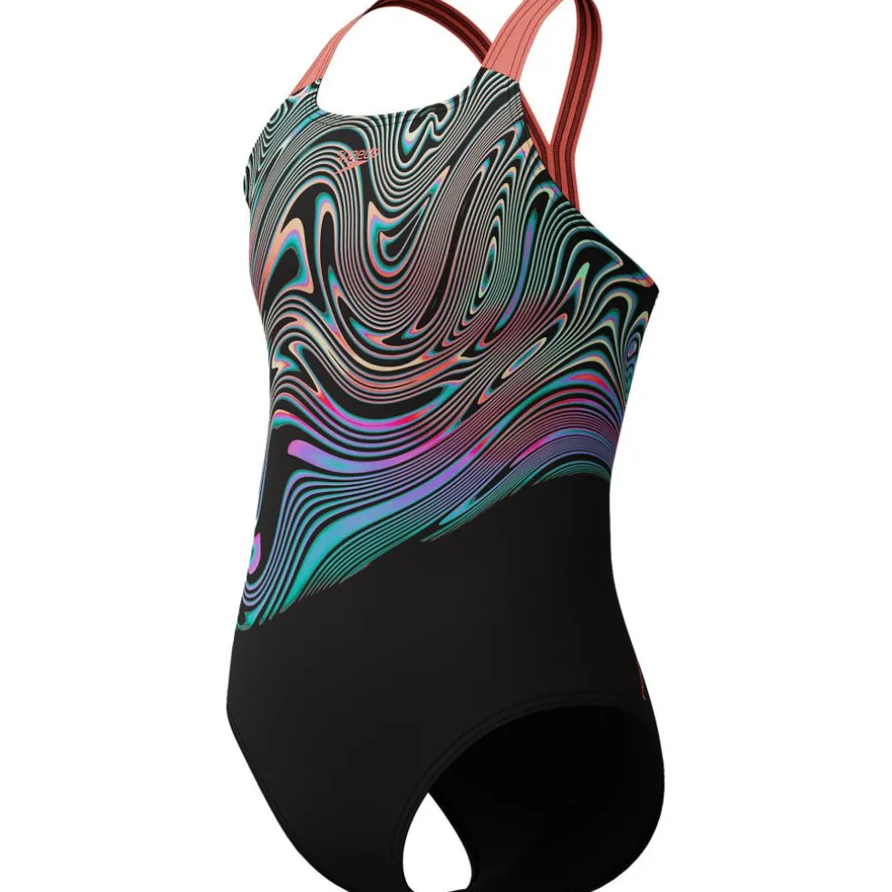 Speedo Placement Powerback badpak junior black orange