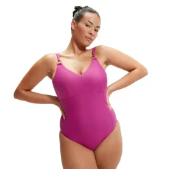 Speedo Shaping Strappy badpak dames berry