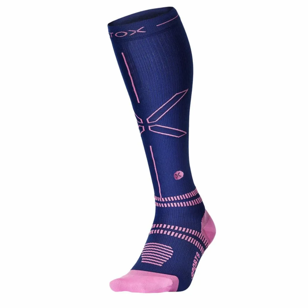 STOX Energy Socks Sports hardloop compressiesokken dames dark blue pink