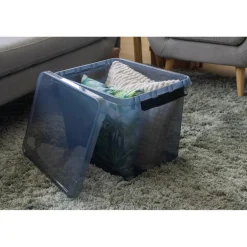 Sunware Comfort Line opbergbox 52 liter transparant grijs  zwart