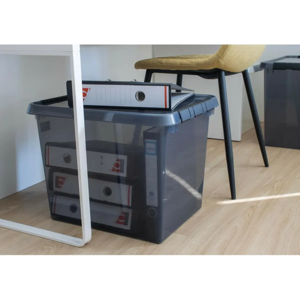 Sunware Comfort Line opbergbox 52 liter transparant grijs zwart