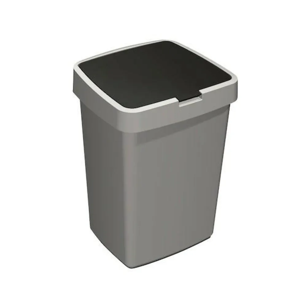 Sunware Delta prullenbak met klep 25 liter metaal zwart